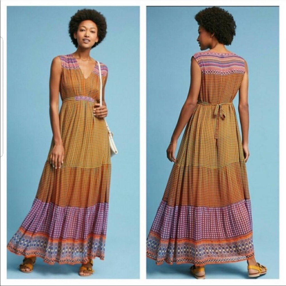 Anthropologie Tanvi Kedia Aelyn Embroidered Maxi Dress
